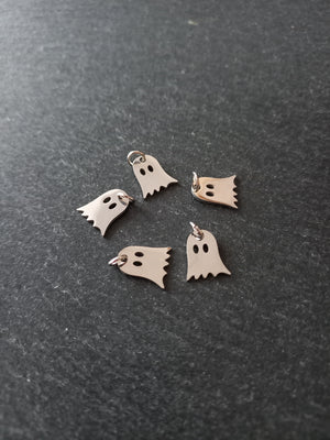 4 or 20 Stainless Steel Ghost Charms 12x10x1mm Nickel FREE
