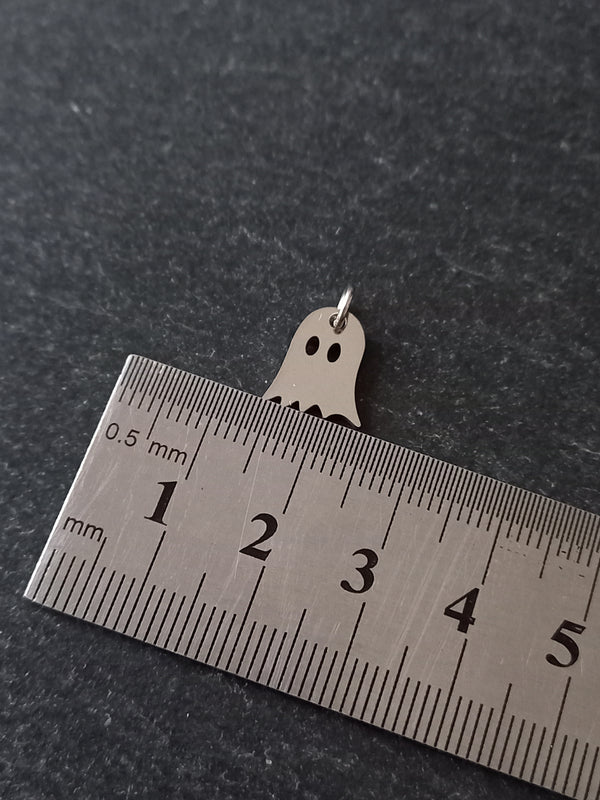 4 or 20 Stainless Steel Ghost Charms 12x10x1mm Nickel FREE