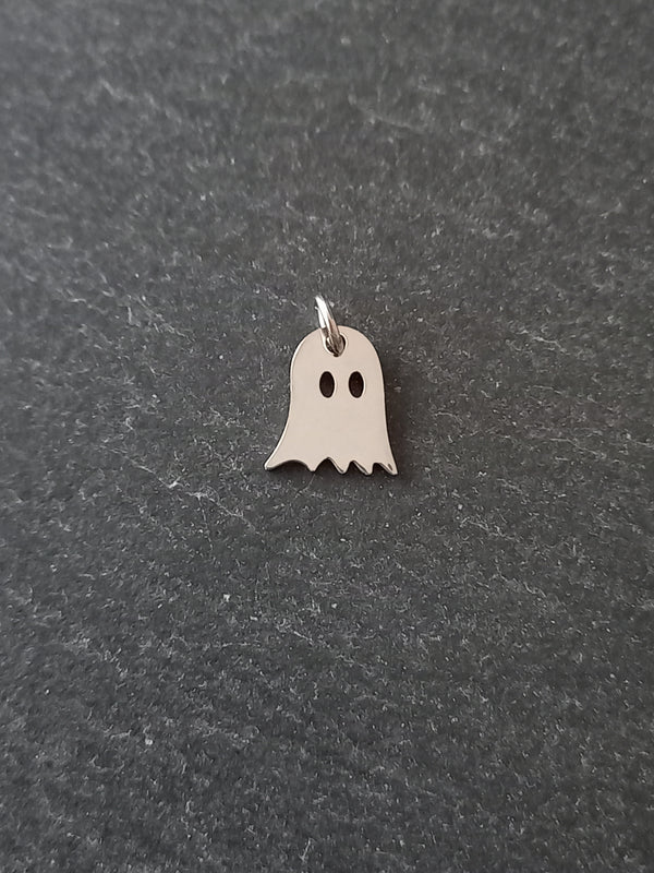 4 or 20 Stainless Steel Ghost Charms 12x10x1mm Nickel FREE