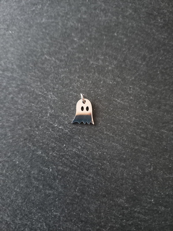4 or 20 Stainless Steel Ghost Charms 12x10x1mm Nickel FREE
