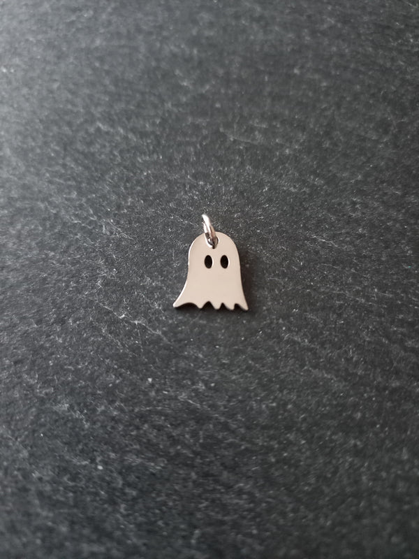 4 or 20 Stainless Steel Ghost Charms 12x10x1mm Nickel FREE