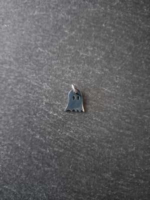 4 or 20 Stainless Steel Ghost Charms 12x10x1mm Nickel FREE