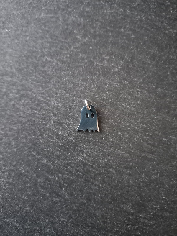 4 or 20 Stainless Steel Ghost Charms 12x10x1mm Nickel FREE