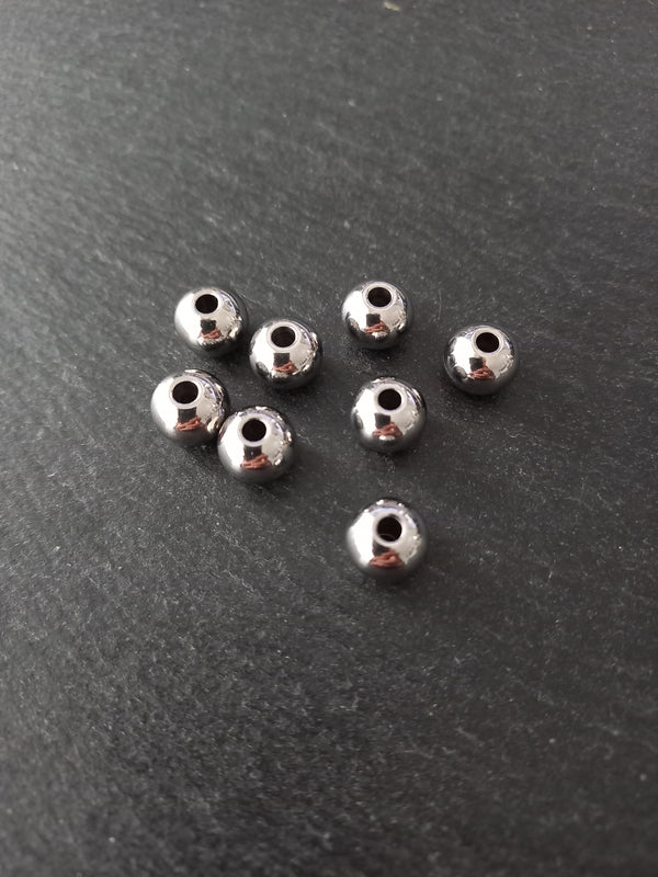 8 or 40 Stainless Steel 10mm Solid Round Spacer Beads 10x8mm Hole 3mm