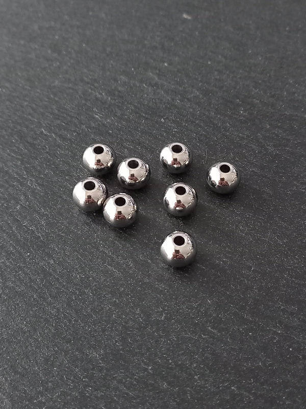 8 or 40 Stainless Steel 10mm Solid Round Spacer Beads 10x8mm Hole 3mm