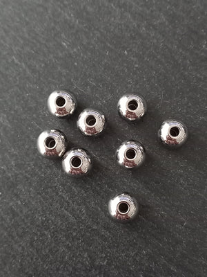 8 or 40 Stainless Steel 10mm Solid Round Spacer Beads 10x8mm Hole 3mm