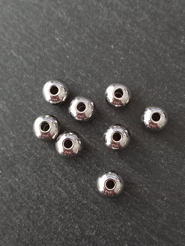 8 or 40 Stainless Steel 10mm Solid Round Spacer Beads 10x8mm Hole 3mm