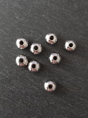 8 or 40 Stainless Steel 10mm Solid Round Spacer Beads 10x8mm Hole 3mm