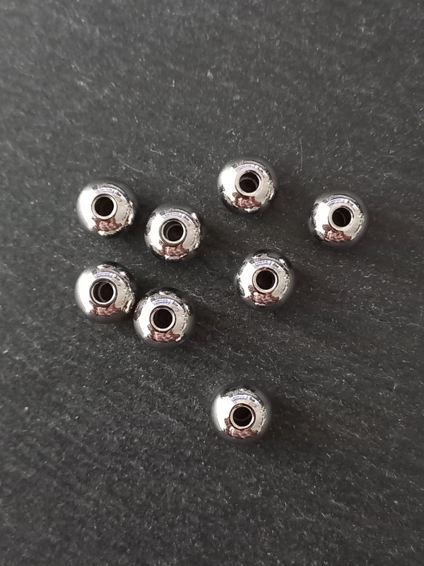 8 or 40 Stainless Steel 10mm Solid Round Spacer Beads 10x8mm Hole 3mm