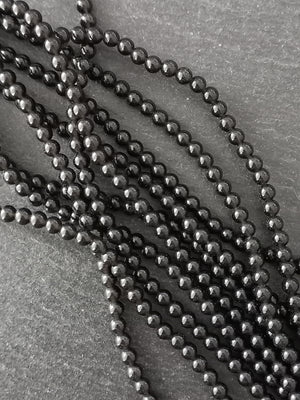 4.4mm Black Obsidian Round Natural Gemstone Beads Full 15 inch strand Hole: 1mm