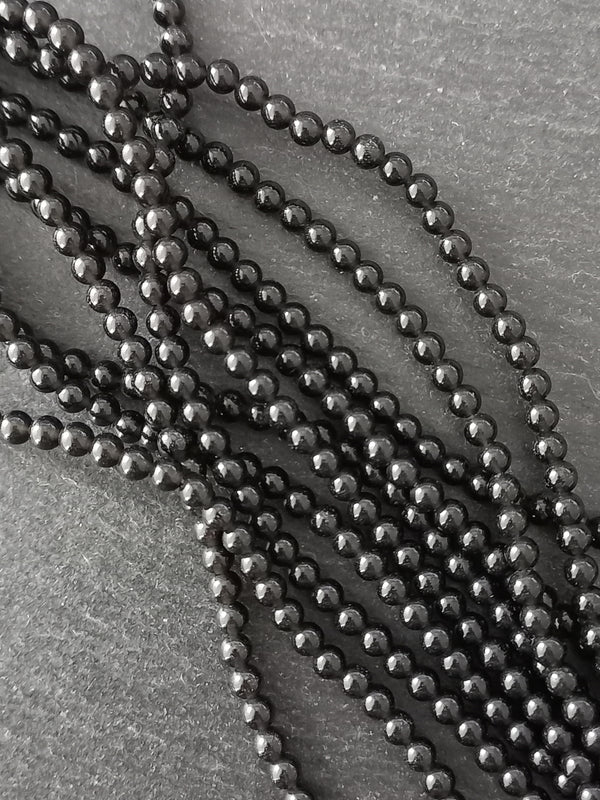 4.4mm Black Obsidian Round Natural Gemstone Beads Full 15 inch strand Hole: 1mm