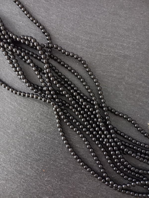 4.4mm Black Obsidian Round Natural Gemstone Beads Full 15 inch strand Hole: 1mm