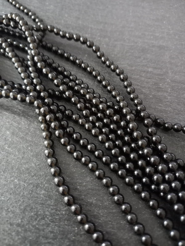 4.4mm Black Obsidian Round Natural Gemstone Beads Full 15 inch strand Hole: 1mm