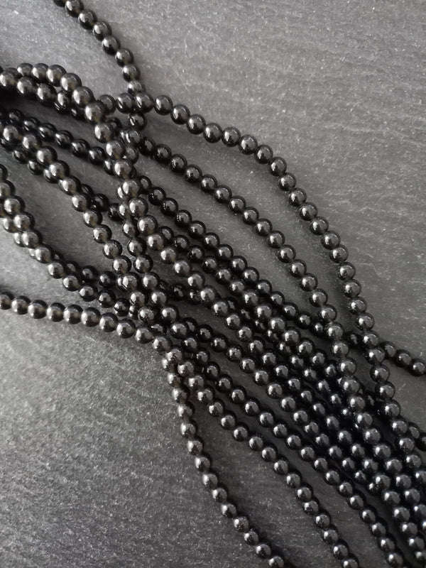 4.4mm Black Obsidian Round Natural Gemstone Beads Full 15 inch strand Hole: 1mm