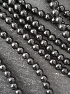 4.4mm Black Obsidian Round Natural Gemstone Beads Full 15 inch strand Hole: 1mm