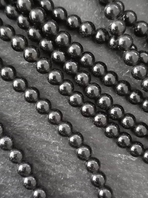 4.4mm Black Obsidian Round Natural Gemstone Beads Full 15 inch strand Hole: 1mm