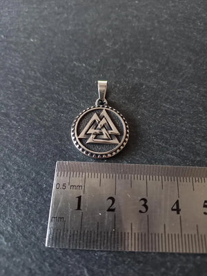 Odin's Knot Norse Valknut Stainless Steel Pendant 25x21x3mm