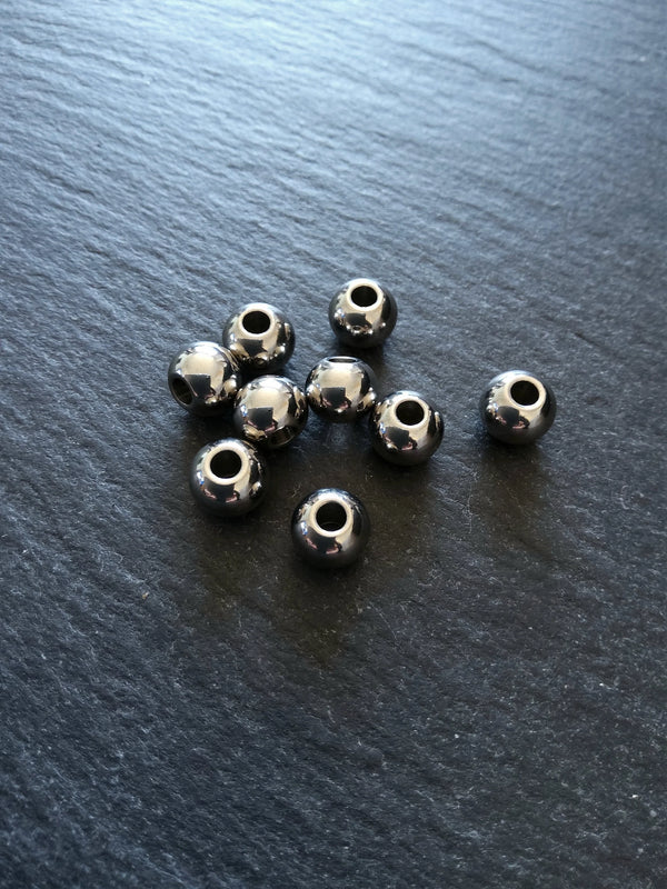 10 or 50 Stainless Steel 8mm Solid  Round Spacer Beads 8x6.5mm Hole: 3.5mm