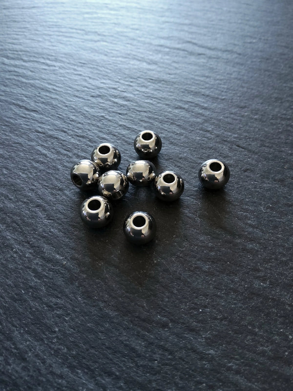 10 or 50 Stainless Steel 8mm Solid  Round Spacer Beads 8x6.5mm Hole: 3.5mm