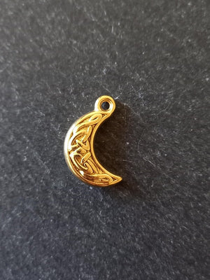 1 or 5 Celtic Knot Crescent Moon Charms Genuine Gold Plated Stainless Steel 19x11.5x4mm
