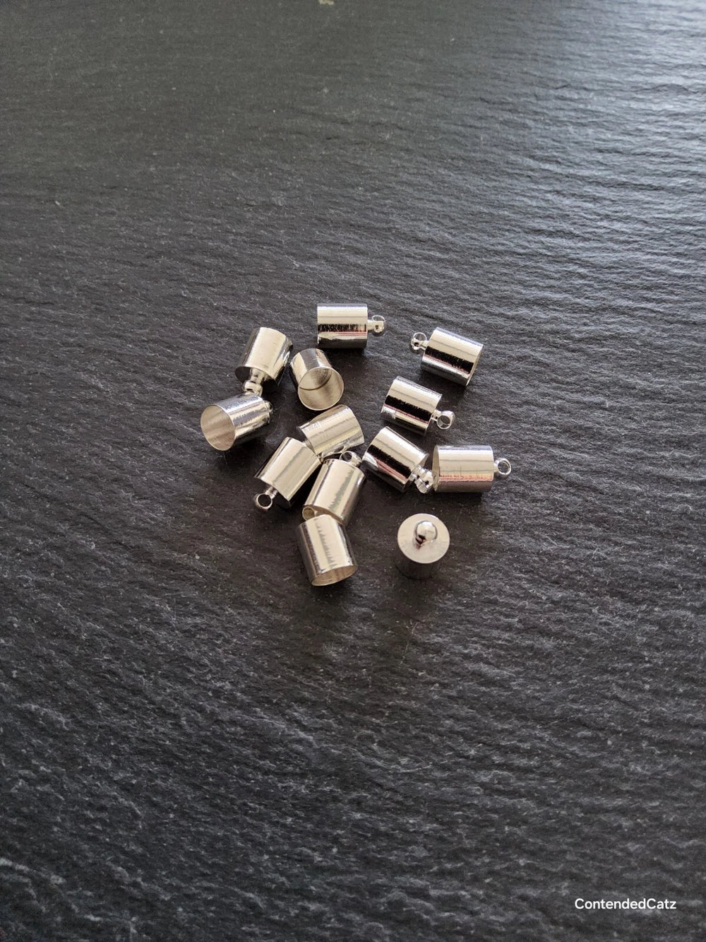 30 End Caps For 6mm Cord Bright Silver Plated Brass Cord Ends 11x7mm Hole: 6.5mm