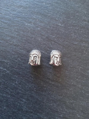 10 or 50 Buddha Head Beads in Antique Silver Tone Alloy 11x9mm Hole: 1.8mm