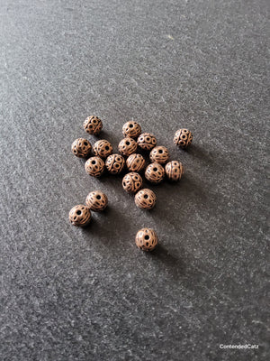 10 or 50 Antique Copper Tone 8mm Patterned Ball Beads Nickel FREE Hole: 1mm