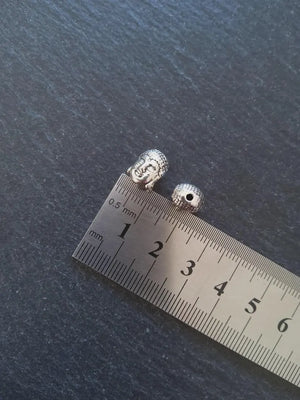 10 or 50 Buddha Head Beads in Antique Silver Tone Alloy 11x9mm Hole: 1.8mm