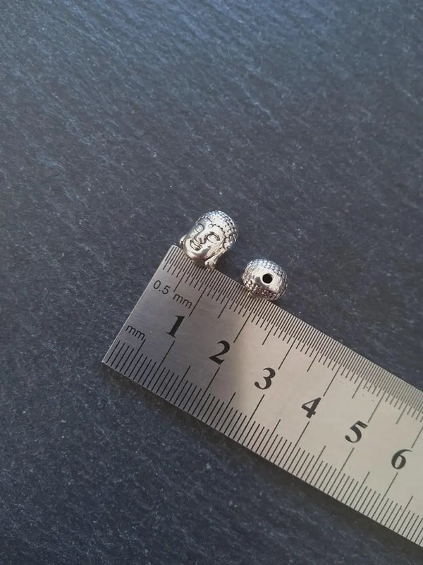 10 or 50 Buddha Head Beads in Antique Silver Tone Alloy 11x9mm Hole: 1.8mm
