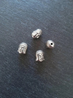 10 or 50 Buddha Head Beads in Antique Silver Tone Alloy 11x9mm Hole: 1.8mm