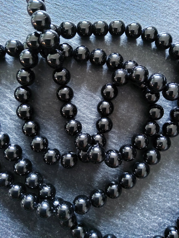 6.2mm Natural Black Polished Agate Gemstone Round Beads Full 15.7 inch Strand