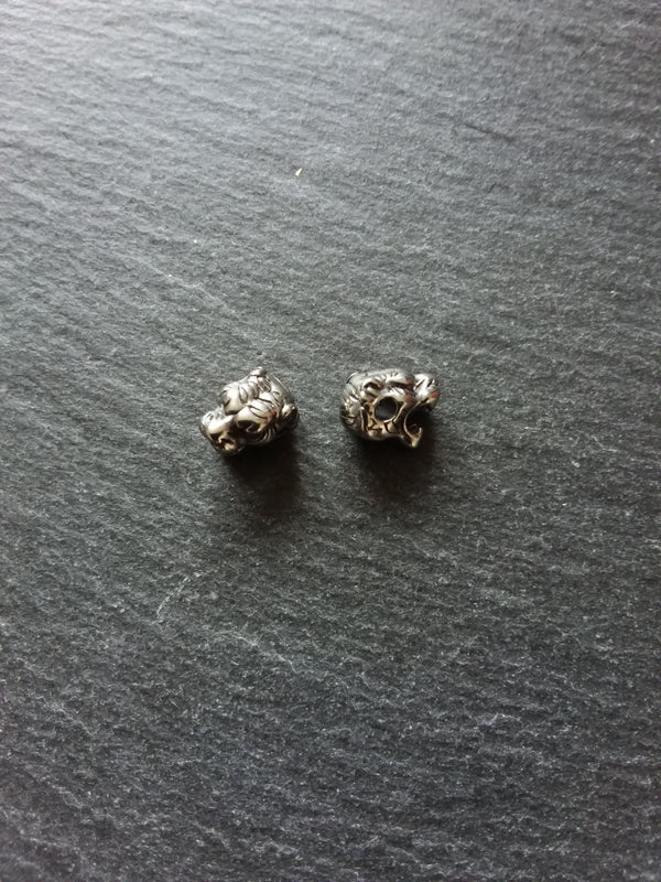 1 or 5 Stainless Steel Tiger Head Beads 11x8mm Hole: 2.5mm Side to Side - ContentedCatz
