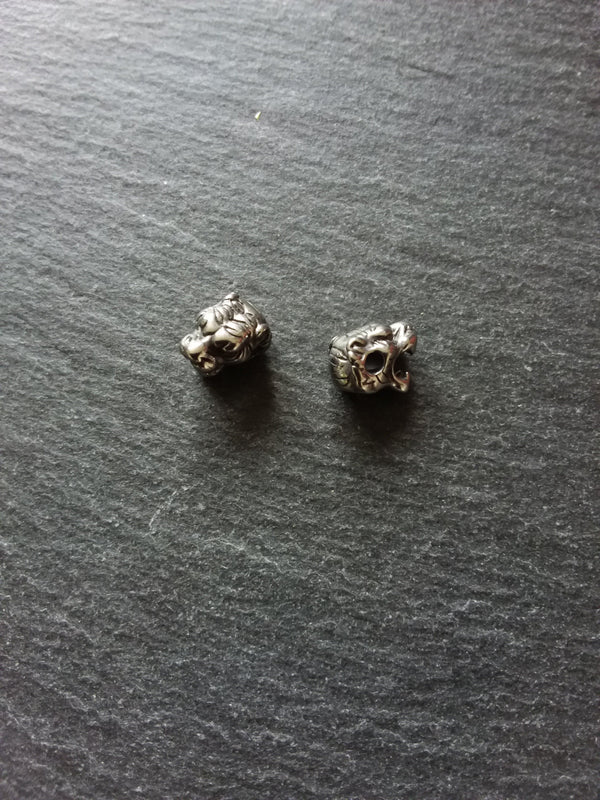 1 or 5 Stainless Steel Tiger Head Beads 11x8mm Hole: 2.5mm Side to Side - ContentedCatz