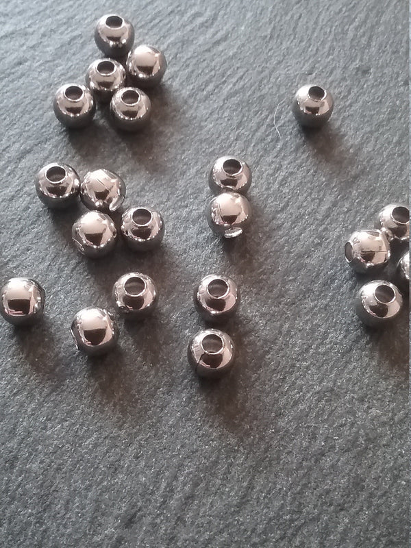20 or 100 Stainless Steel 5mm Solid Smooth Round Spacer Beads 5x4mm Hole: 1.3mm - ContentedCatz