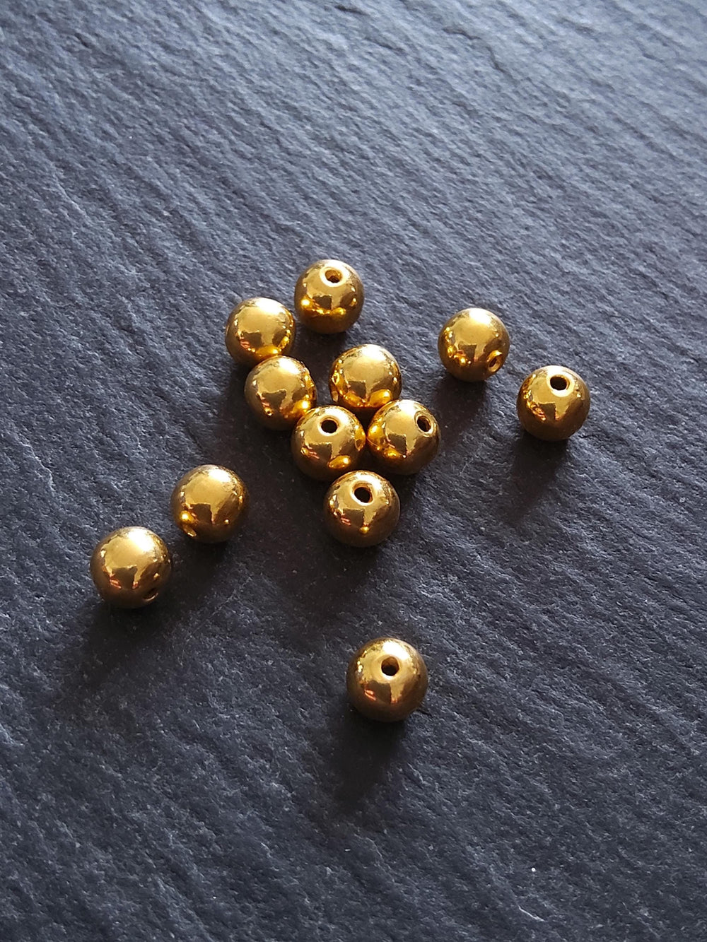 Genuine 22K Gold Vermeil Plated Solid 925 Sterling Silver 5mm Ball Beads Hole: 1mm - ContentedCatz