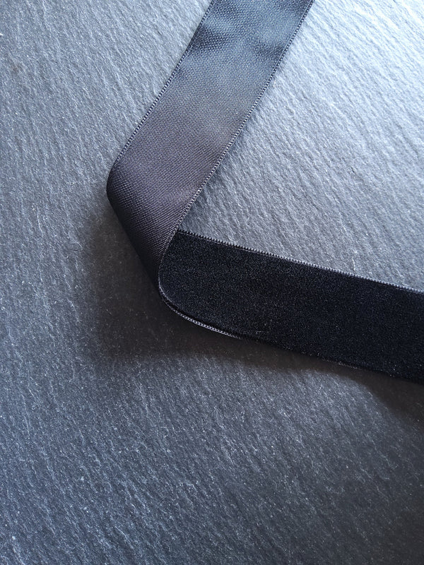 Single Face Black Velvet Ribbon 1 inch (25mm) Wide - ContentedCatz