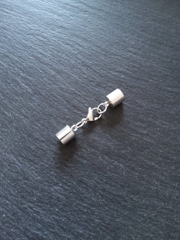 2 or 10 Bright Silver Stainless Steel End Cap Sets for 6.5mm Cord (7mm end caps) - ContentedCatz