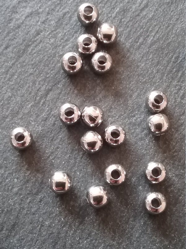 20 or 100 Stainless Steel 5mm Solid Smooth Round Spacer Beads 5x4mm Hole: 1.3mm - ContentedCatz