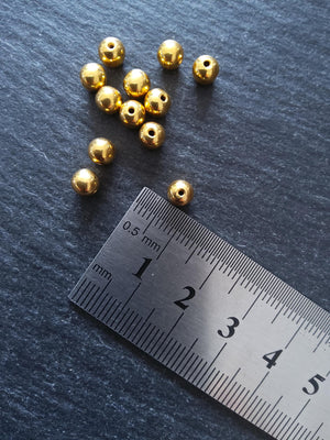 Genuine 22K Gold Vermeil Plated Solid 925 Sterling Silver 5mm Ball Beads Hole: 1mm - ContentedCatz