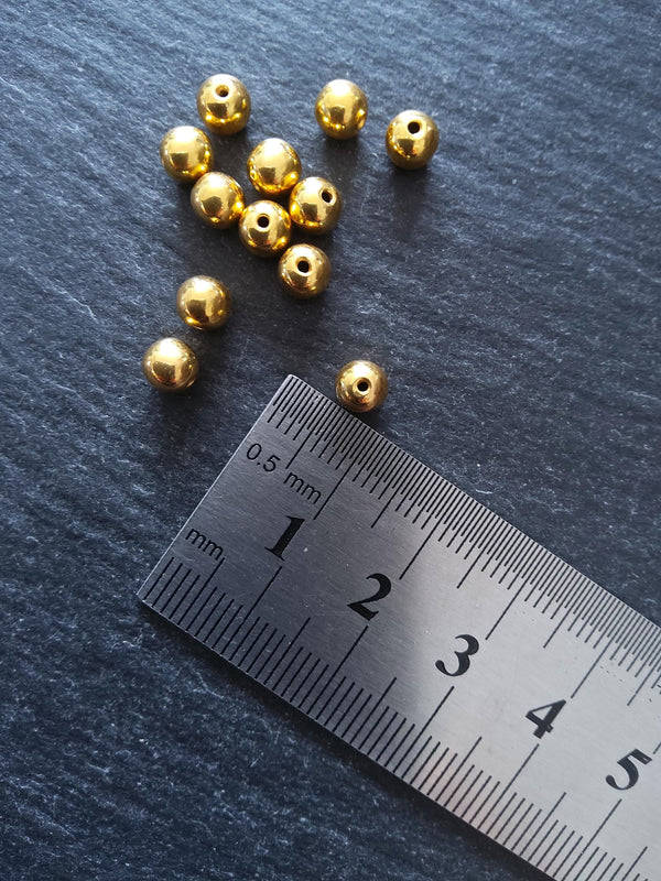 Genuine 22K Gold Vermeil Plated Solid 925 Sterling Silver 5mm Ball Beads Hole: 1mm - ContentedCatz