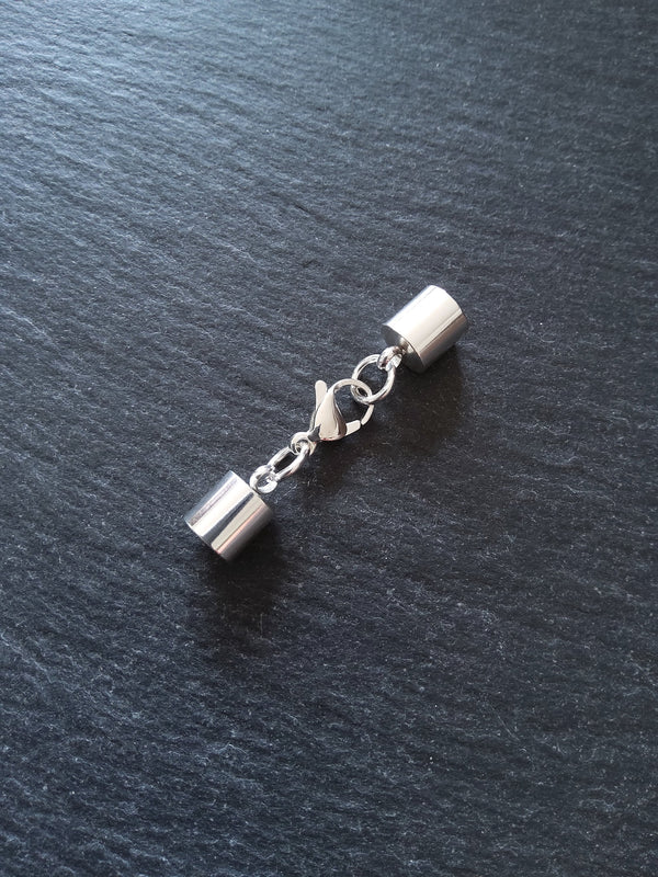 2 or 10 Bright Silver Stainless Steel End Cap Sets for 6.5mm Cord (7mm end caps) - ContentedCatz