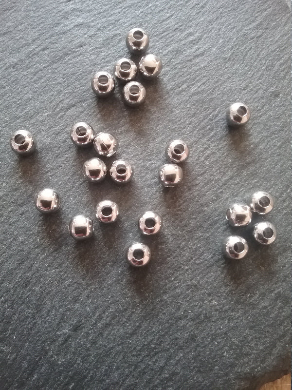 20 or 100 Stainless Steel 5mm Solid Smooth Round Spacer Beads 5x4mm Hole: 1.3mm - ContentedCatz