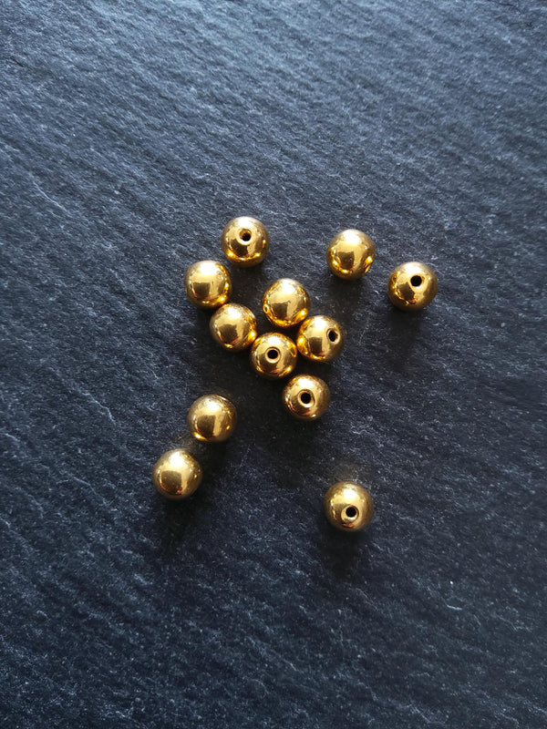 Genuine 22K Gold Vermeil Plated Solid 925 Sterling Silver 5mm Ball Beads Hole: 1mm - ContentedCatz
