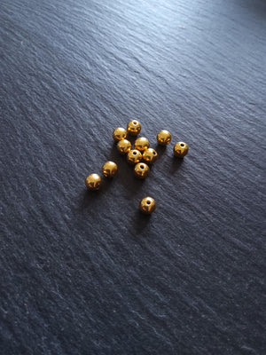 Genuine 22K Gold Vermeil Plated Solid 925 Sterling Silver 5mm Ball Beads Hole: 1mm - ContentedCatz