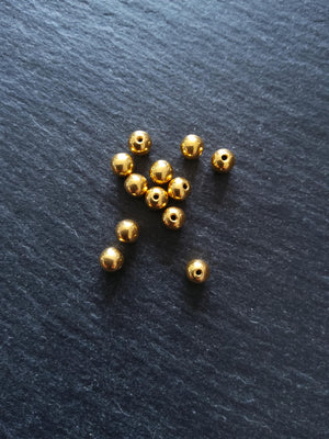 Genuine 22K Gold Vermeil Plated Solid 925 Sterling Silver 5mm Ball Beads Hole: 1mm - ContentedCatz