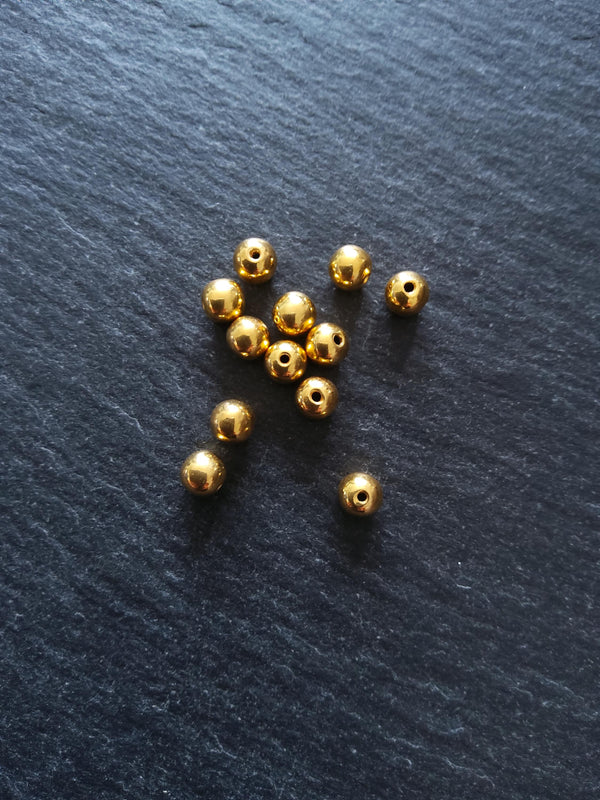 Genuine 22K Gold Vermeil Plated Solid 925 Sterling Silver 5mm Ball Beads Hole: 1mm - ContentedCatz