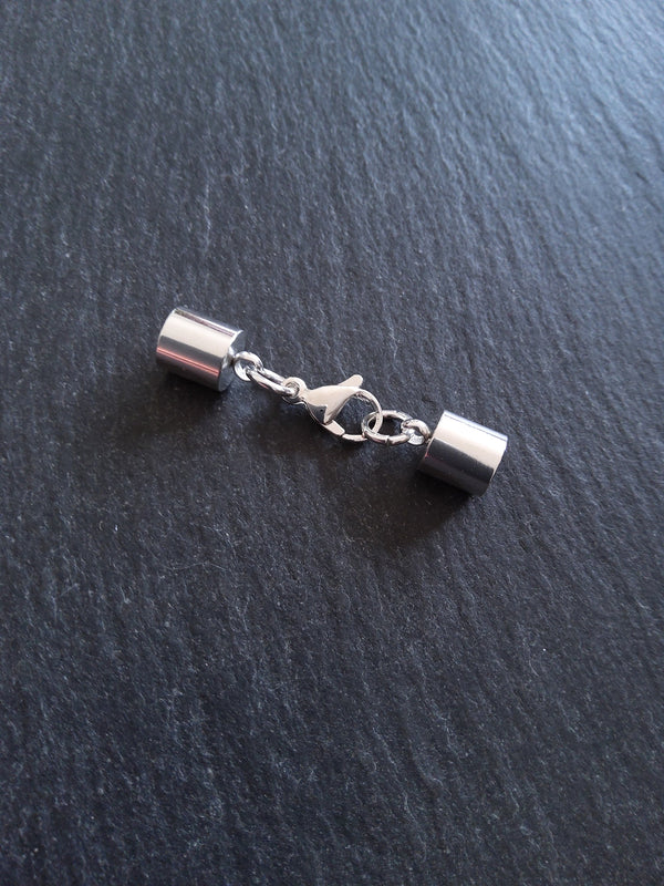 2 or 10 Bright Silver Stainless Steel End Cap Sets for 6.5mm Cord (7mm end caps) - ContentedCatz