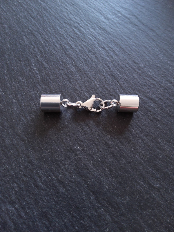 2 or 10 Bright Silver Stainless Steel End Cap Sets for 6.5mm Cord (7mm end caps) - ContentedCatz