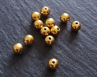 Genuine 22K Gold Vermeil Plated Solid 925 Sterling Silver 5mm Ball Beads Hole: 1mm - ContentedCatz