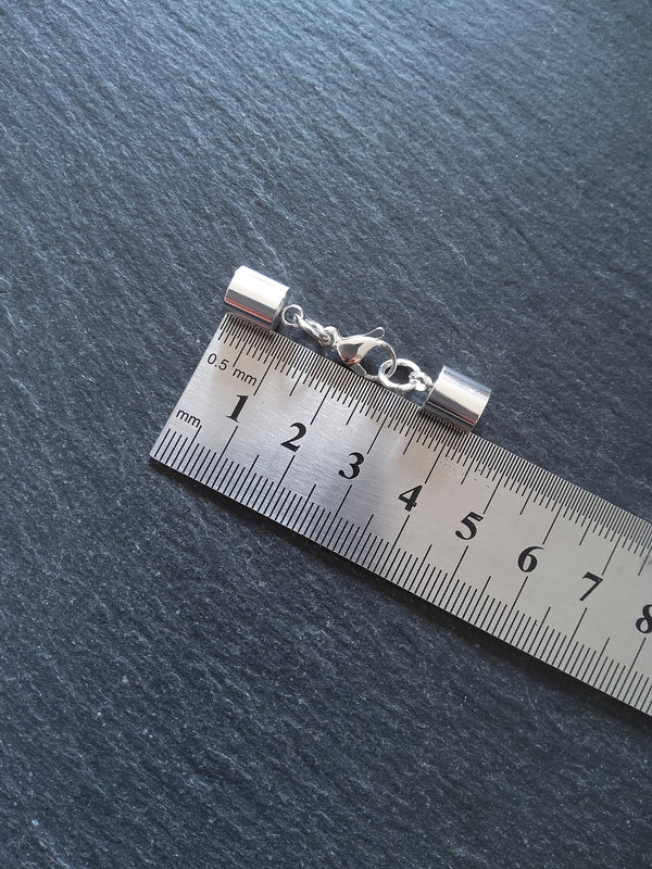 2 or 10 Bright Silver Stainless Steel End Cap Sets for 6.5mm Cord (7mm end caps) - ContentedCatz